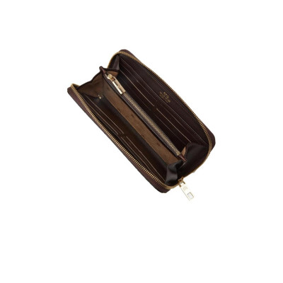 Portafoglio donna cerniera semplice fiori Cuoieria Fiorentina Mimi Mogano