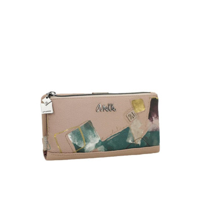 Portafoglio donna orizzontale con patta grande flessibile RFID billetero sintetico Anekke Evolution Multicolor