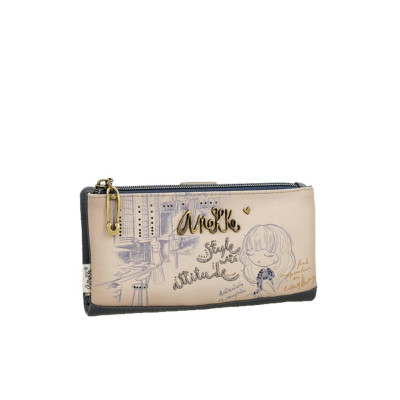 Portafoglio donna cerniera con patta grande Anekke Studio Multicolor