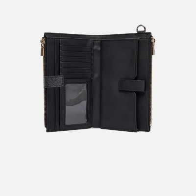 Portafoglio donna chiusura con lingua grande Guess Laurell II Coal Logo