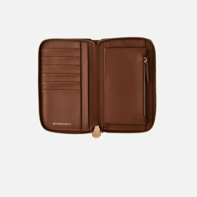 Portafoglio donna cerniera semplice medio Borbonese Beige/Marrone