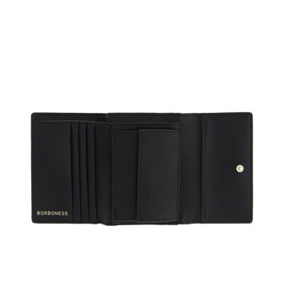 Portafoglio donna orizzontale con patta medio Borbonese Dark Black