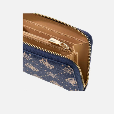Portafoglio donna cerniera semplice medio Guess Emilie Navy Logo