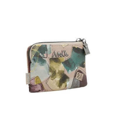 Portafoglio donna cerniera con patta piccolo flessibile RFID Anekke Evolution Multicolor