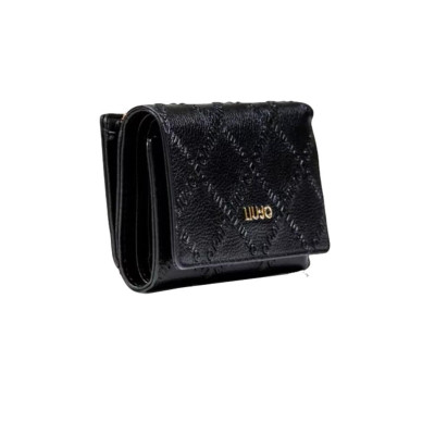 Portafoglio donna zip esterna sul retro con patta Liu Jo Caliwen Nero