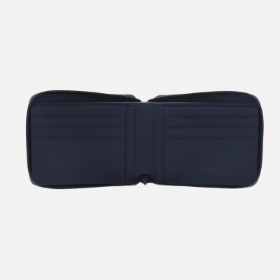 Portafoglio uomo zip around orizzontale chiusura con zip Piquadro Corner 2.0 Blu