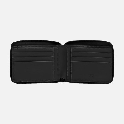 Portafoglio uomo zip around orizzontale chiusura con zip Piquadro Corner 2.0 Nero