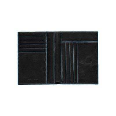 Portafoglio Uomo Piquadro | verticale con portamonete, portadocumenti e porta carte di credito | Linea Blue Square | PU1393B2 -nero