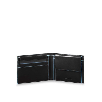 Portafoglio Uomo Orizzontale Semplice con Volantino Staccabile | Piquadro Blue Square | PU4188B2R-Nero