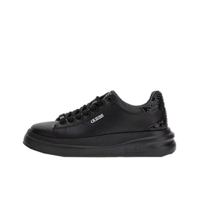 Scarpa donna sneakers bassa con glitter sulla parte dietro Guess Elbina Black